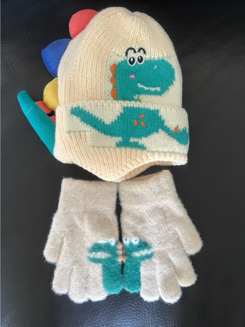Kids Dino Knit Hat and Glove Set - pick 1